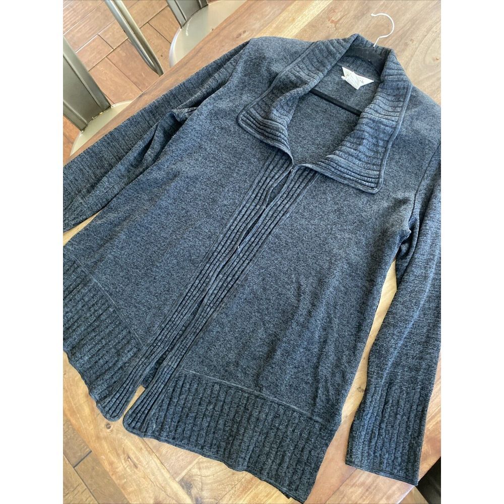 Misook Exclusively Long Sleeve Sweater Knit Black Career Wok‎ Classic Hook & Eye